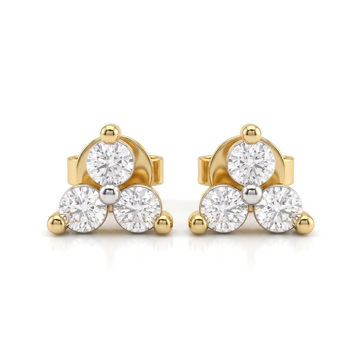 Three Stone Triad Round Lab Grown Diamond Second Piercing Earrings