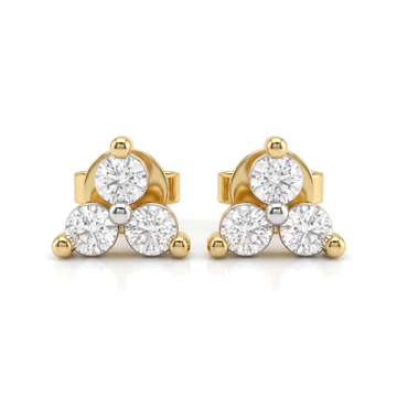 Three Stone Triad Round Lab Grown Diamond Second Piercing Earrings