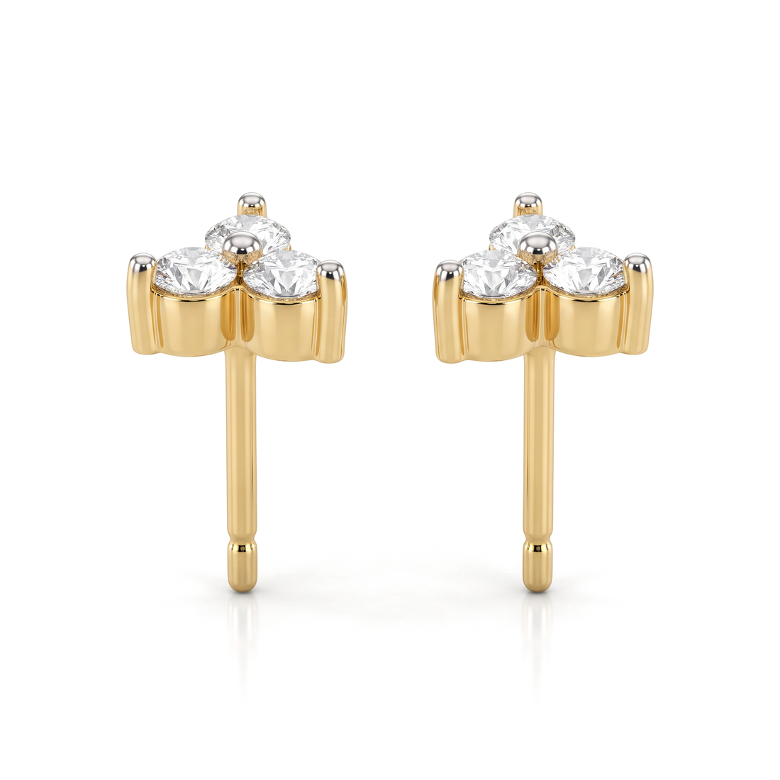Three Stone Triad Round Lab Grown Diamond Studs