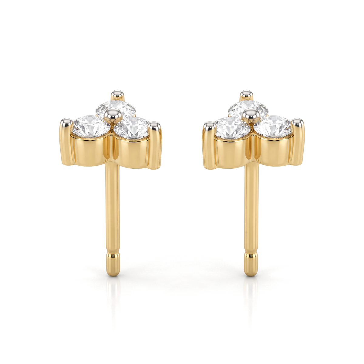 Three Stone Triad Round Lab Grown Diamond Second Piercing Earrings