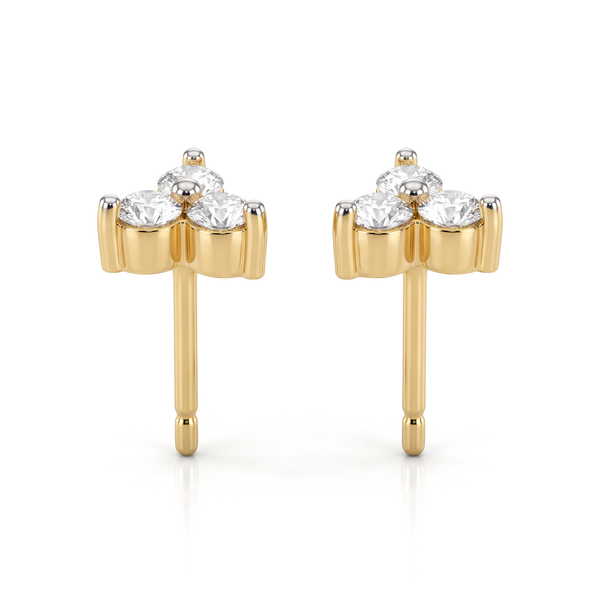 Three Stone Triad Round Lab Grown Diamond Studs
