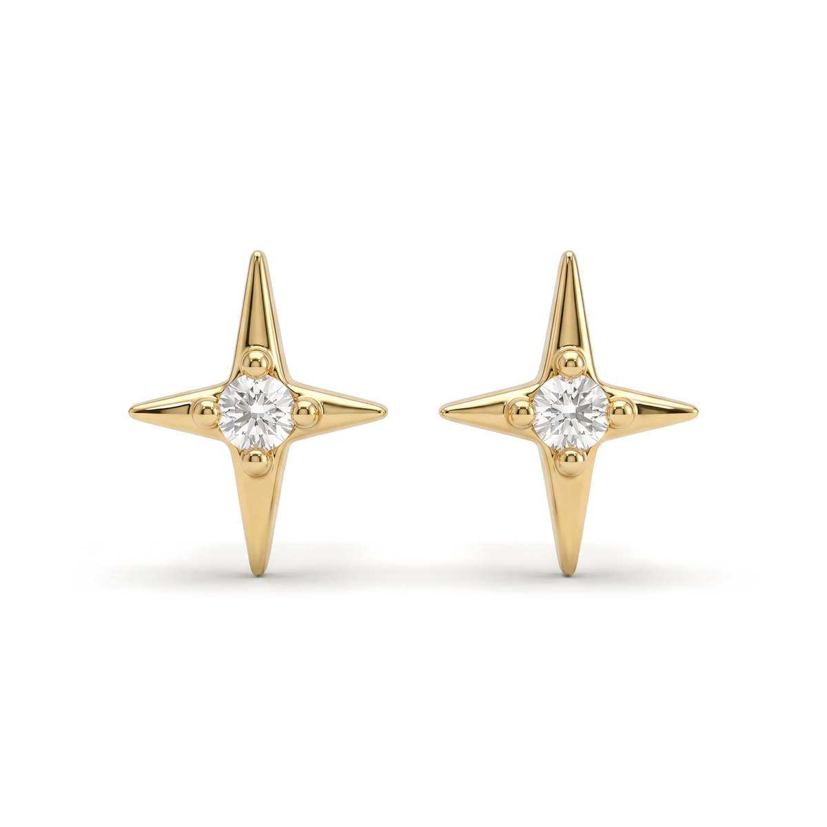 Tiny Compass Star Round Lab Grown Diamond Second Piercing Studs
