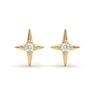 Tiny Compass Star Round Lab Grown Diamond Second Piercing Studs