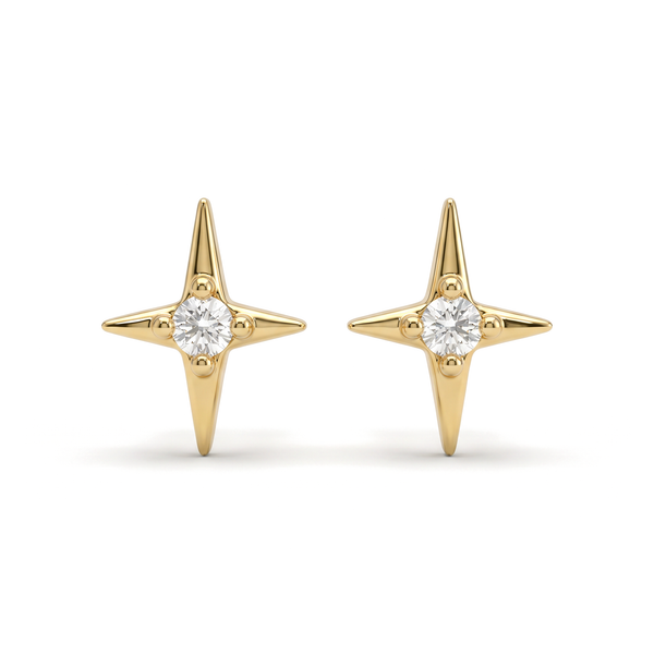 Tiny Compass Star Round Lab Grown Diamond Second Piercing Studs