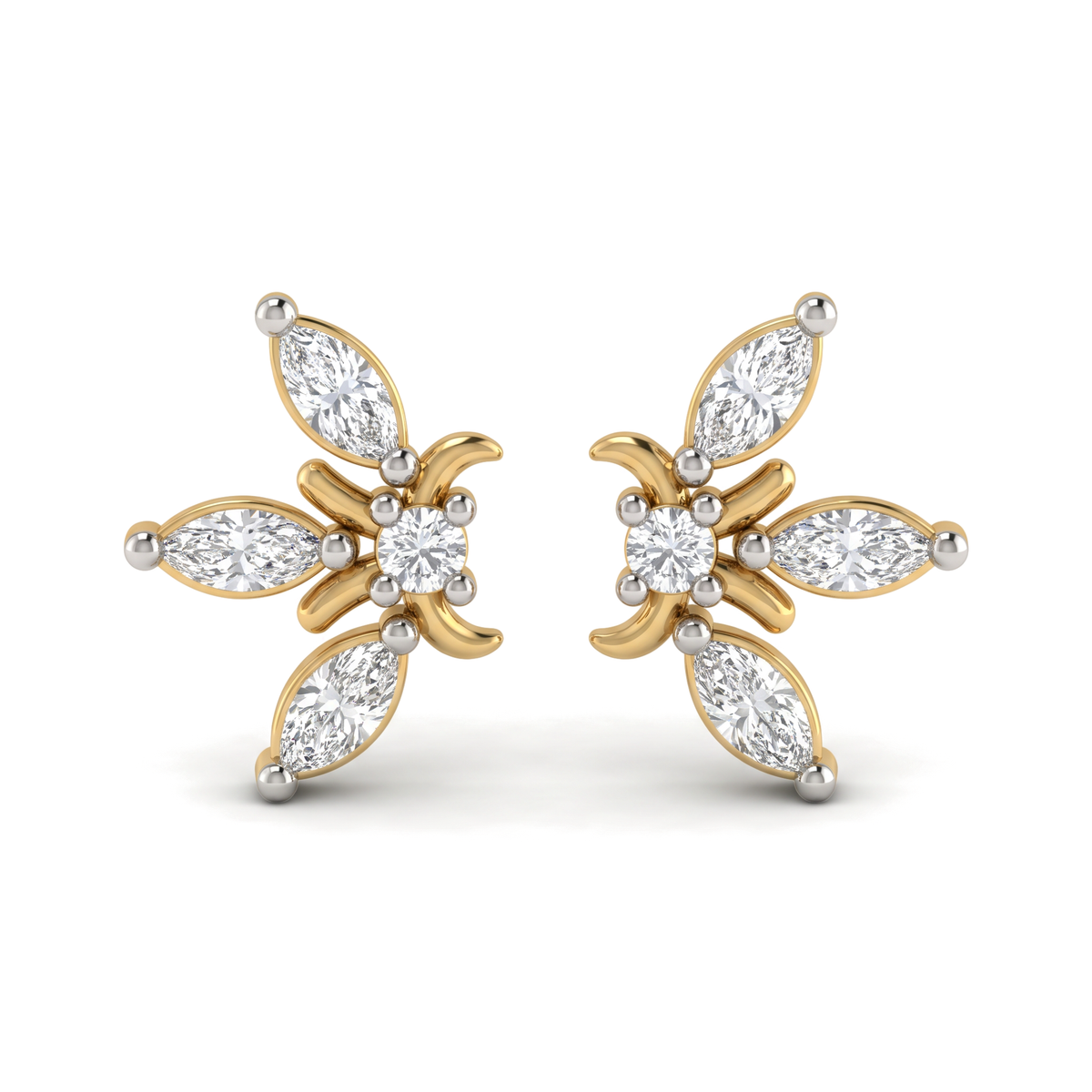 Elegant Tiara Motif Marquise Diamond Upper Lobe Piercing Studs
