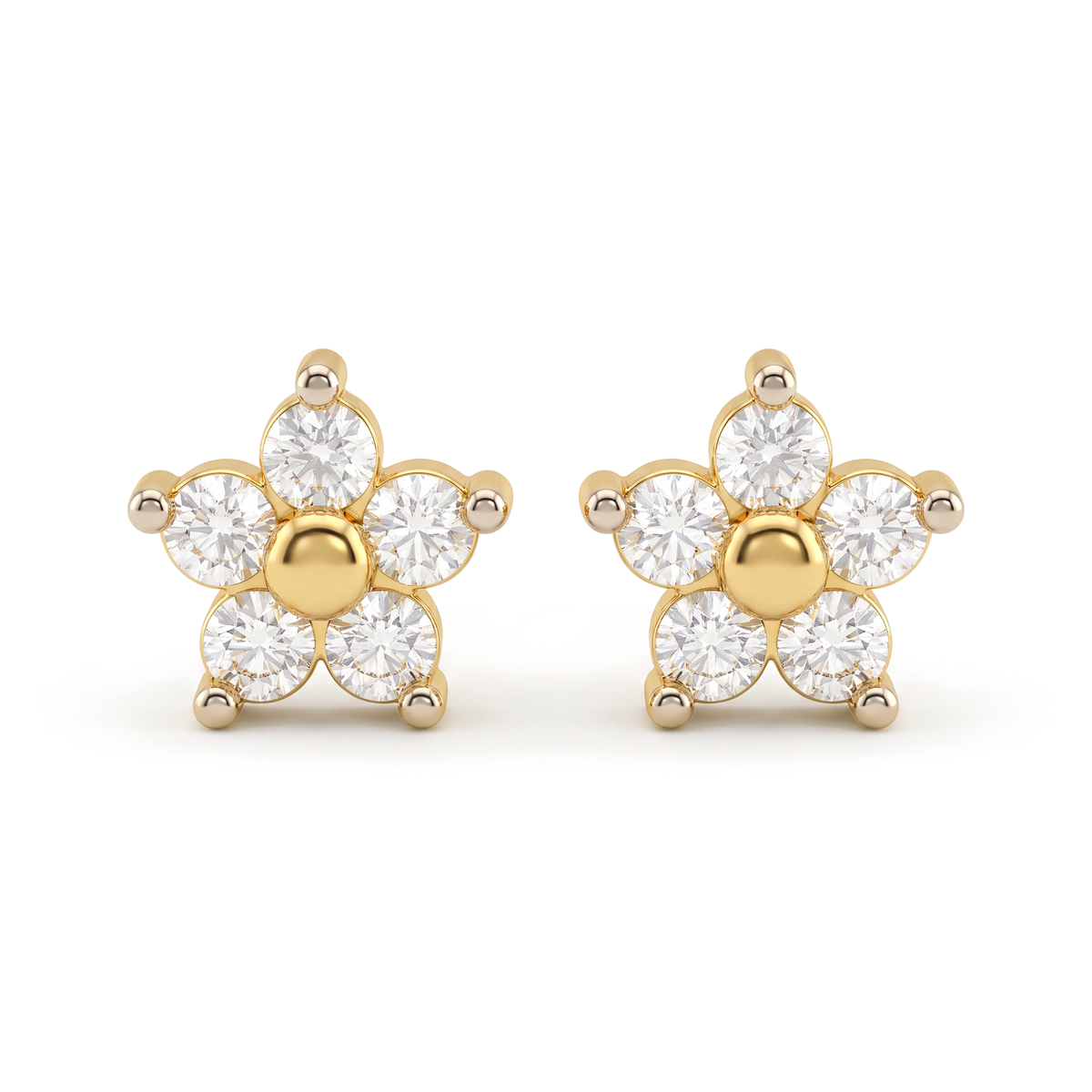 Petite Flower Blossom Round Cut Lab Grown Diamond Second Piercing Earrings