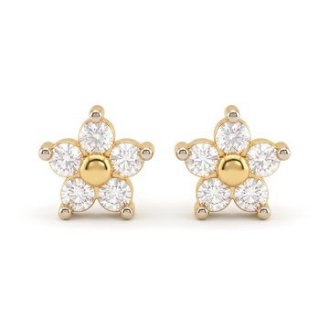 Petite Flower Blossom Round Cut Lab Grown Diamond Second Piercing Earrings