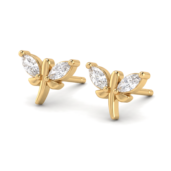 Delicate Wing Marquise Cut Lab Grown Studs