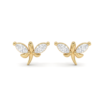 Delicate Insect Wing Marquise Cut Lab Grown Second Hole Earrings