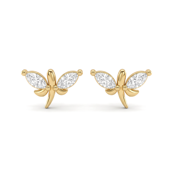 Delicate Wing Marquise Cut Lab Grown Studs