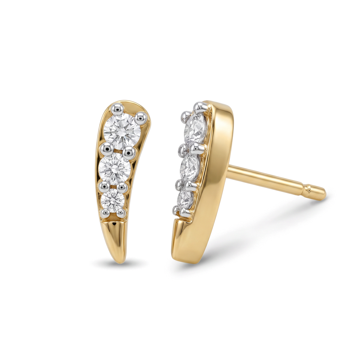 Curved Ear Round Lab Grown Diamond Second Piercing Earrings