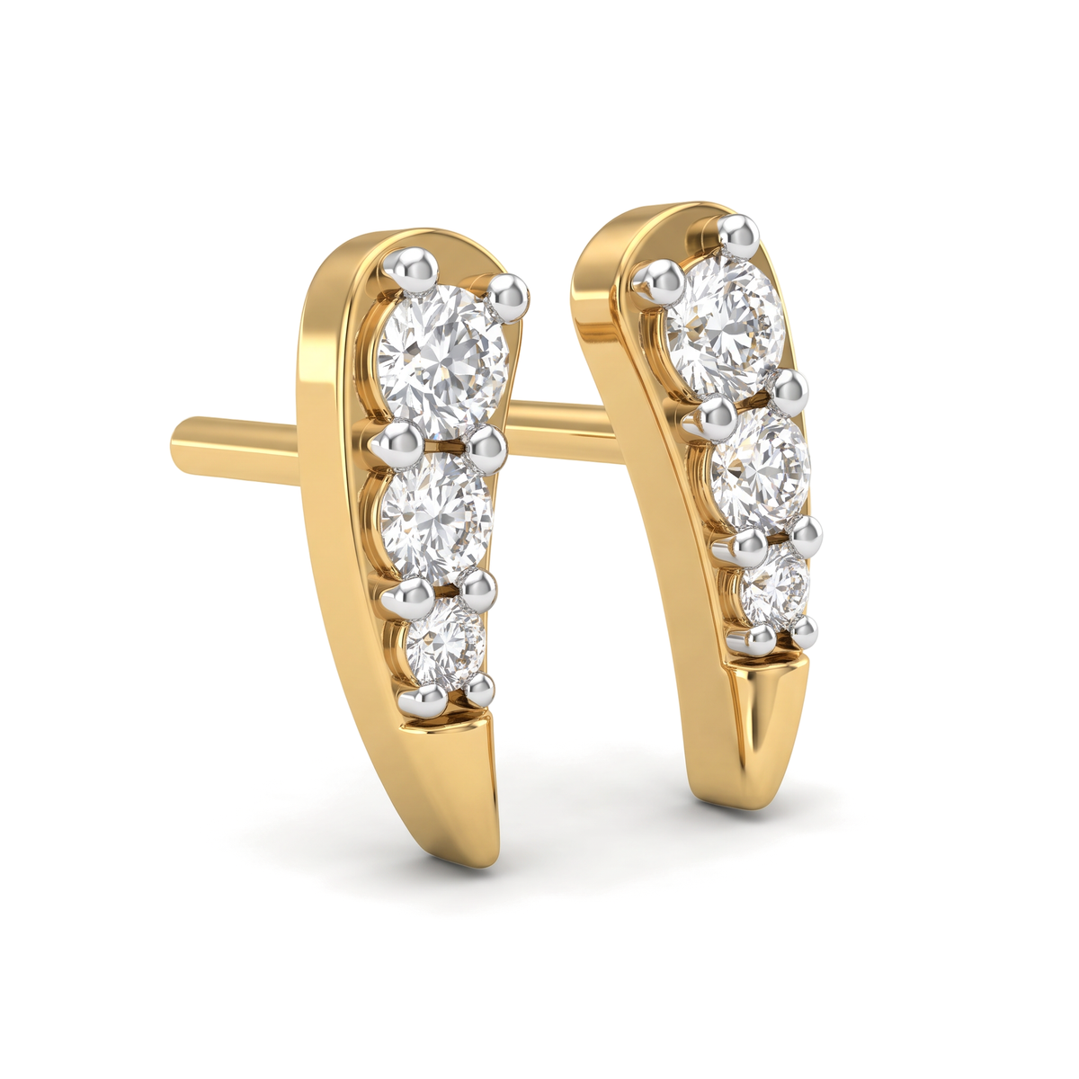 Curved Ear Round Lab Grown Diamond Second Piercing Earrings