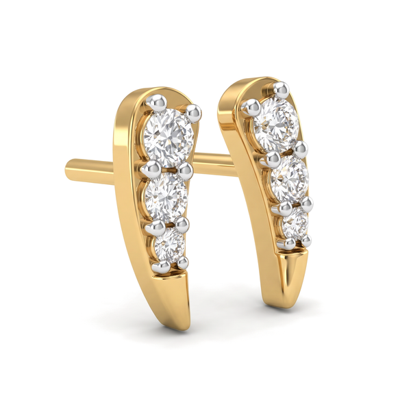 Curved Ear Round Lab Grown Diamond Studs