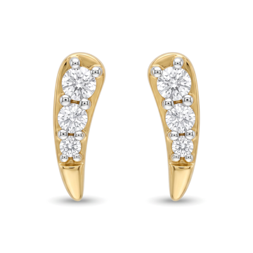Curved Ear Round Lab Grown Diamond Second Piercing Earrings