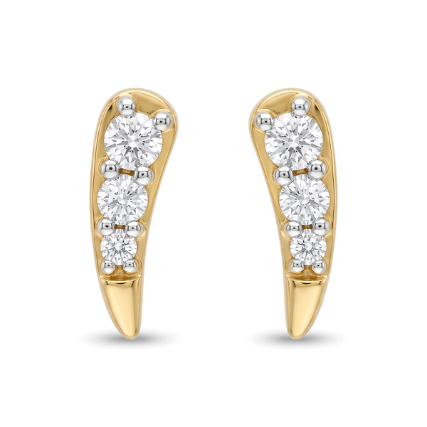 Curved Ear Round Lab Grown Diamond Studs