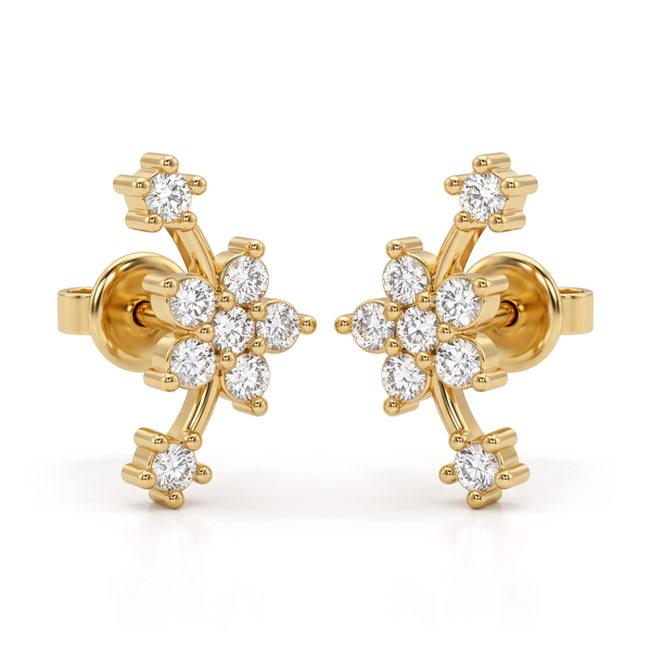Floral Round Lab Grown Diamond Studs