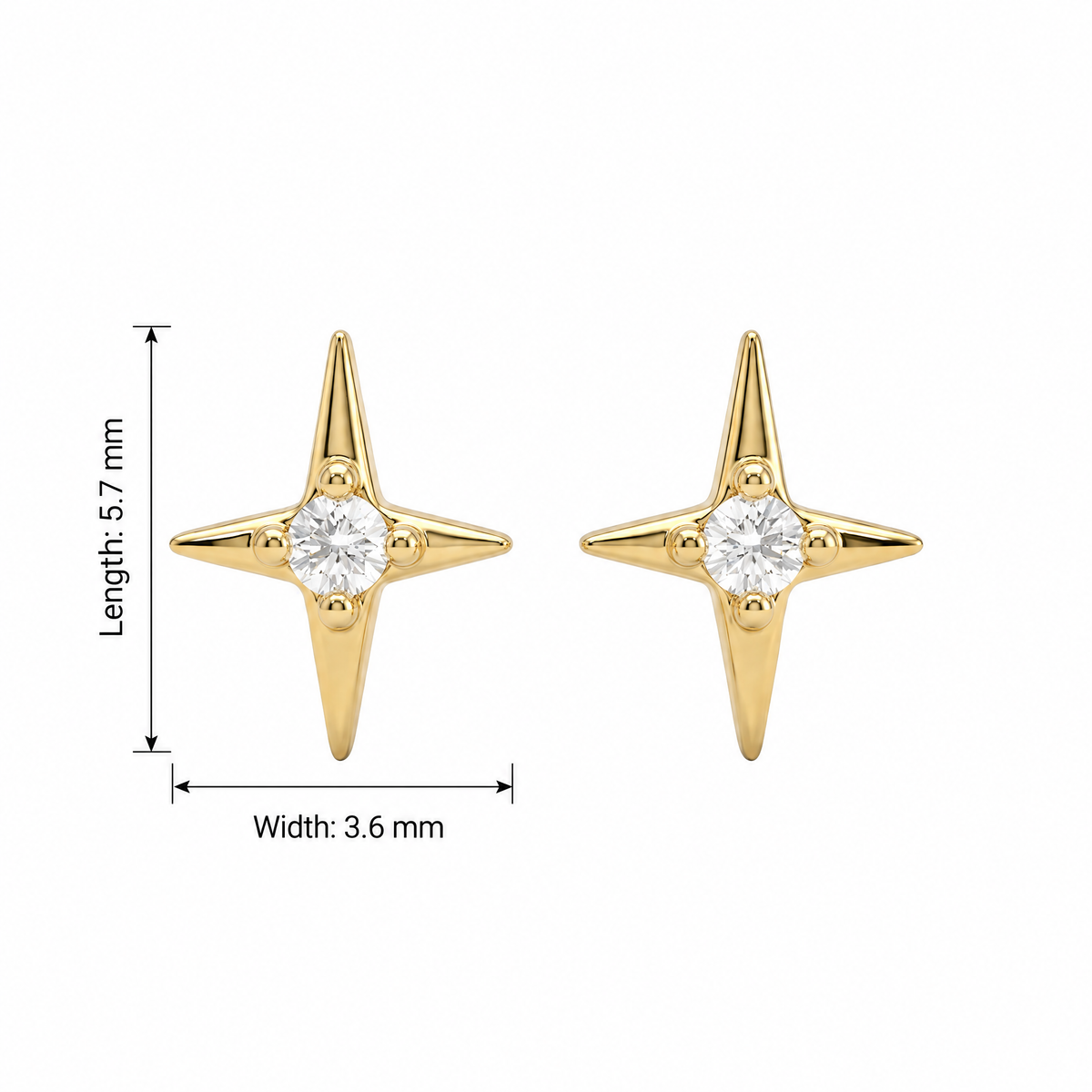 Tiny Compass Star Round Lab Grown Diamond Studs
