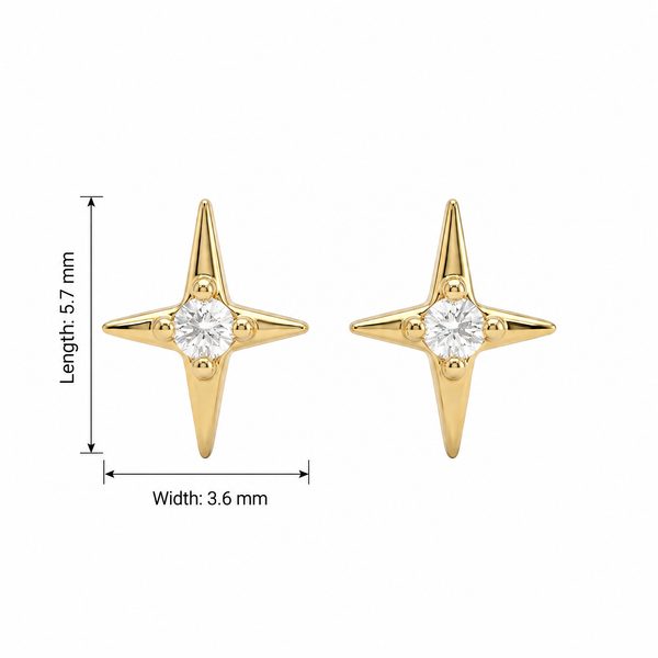 Tiny Compass Star Round Lab Grown Diamond Studs