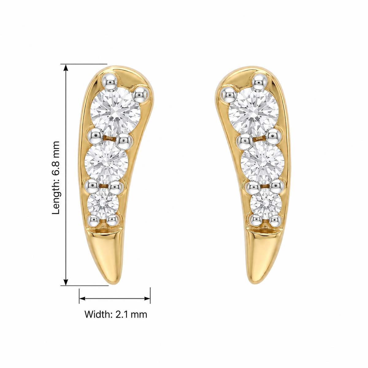 Curved Ear Round Lab Grown Diamond Studs