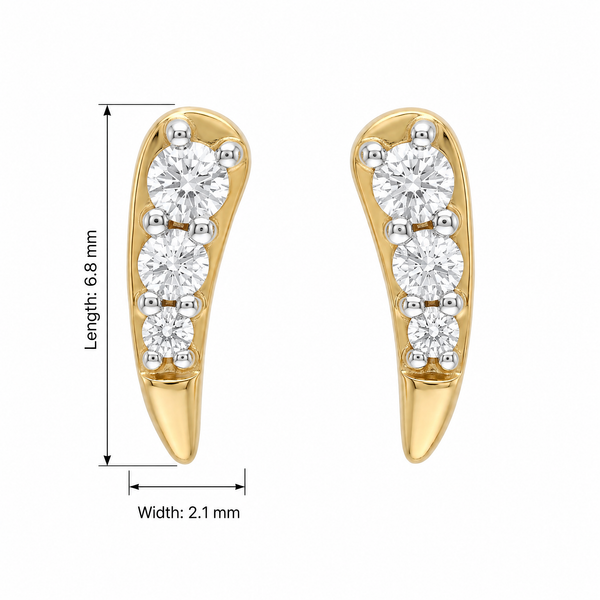 Curved Ear Round Lab Grown Diamond Studs