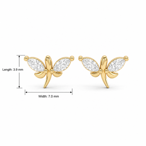 Delicate Wing Marquise Cut Lab Grown Studs