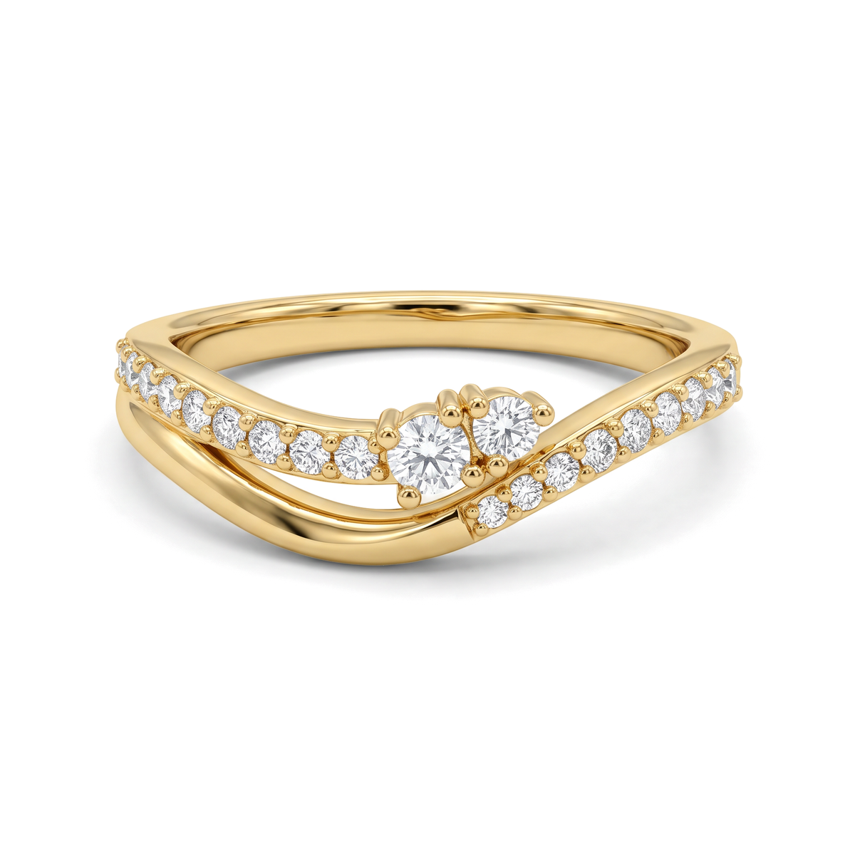 Dynamic Curved Wave Round Lab Grown Ring