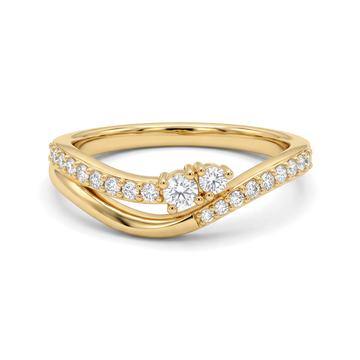Dynamic Curved Wave Round Lab Grown Ring