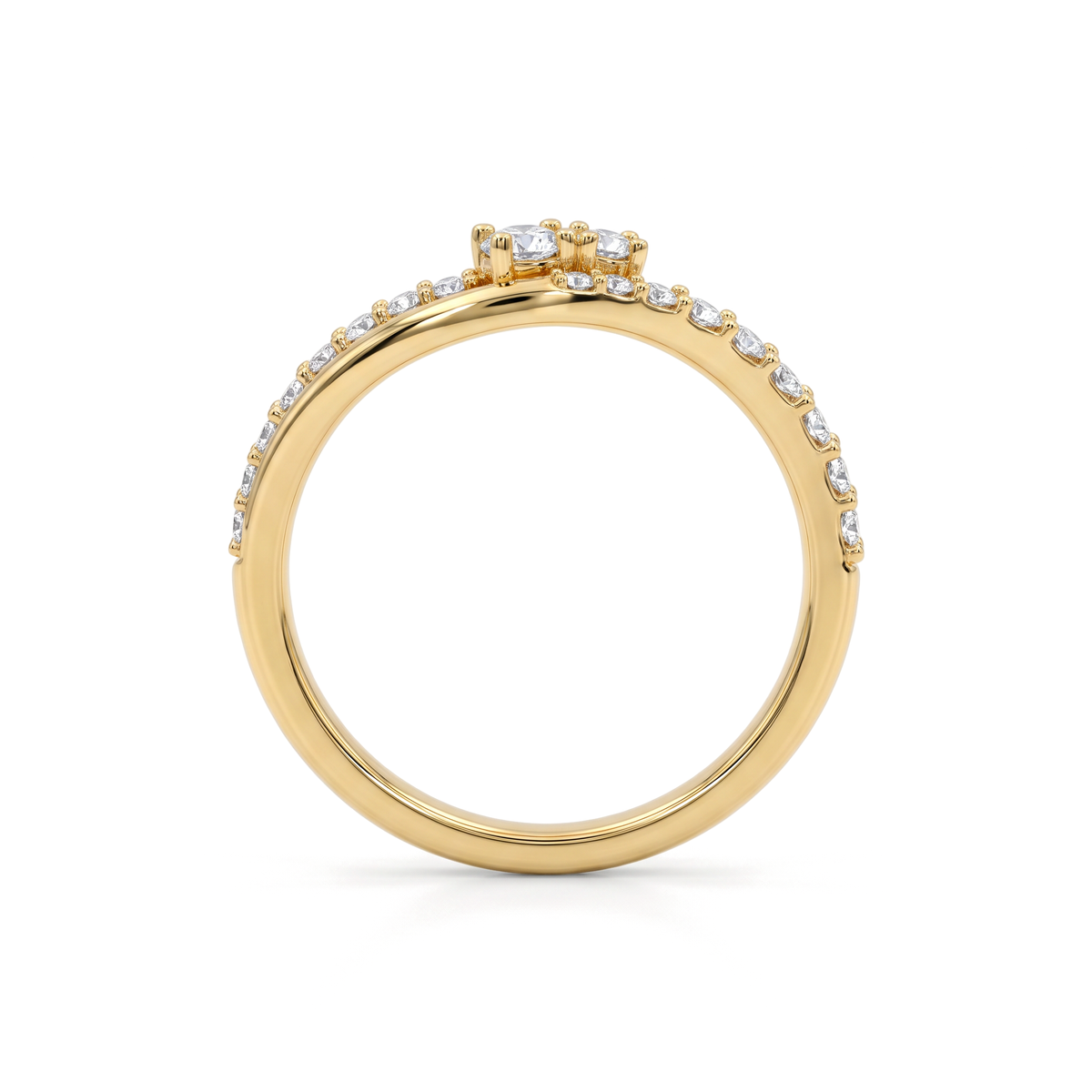 Dynamic Curved Wave Round Lab Grown Ring