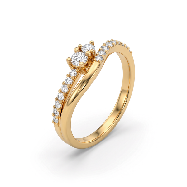 Dynamic Curved Wave Round Lab Grown Ring