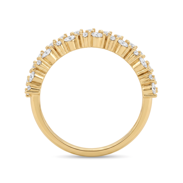 Dazzling Mosaic Band Marquise Round Lab Grown Ring