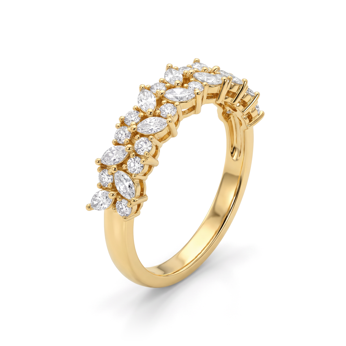 Dazzling Mosaic Band Marquise Round Lab Grown Ring
