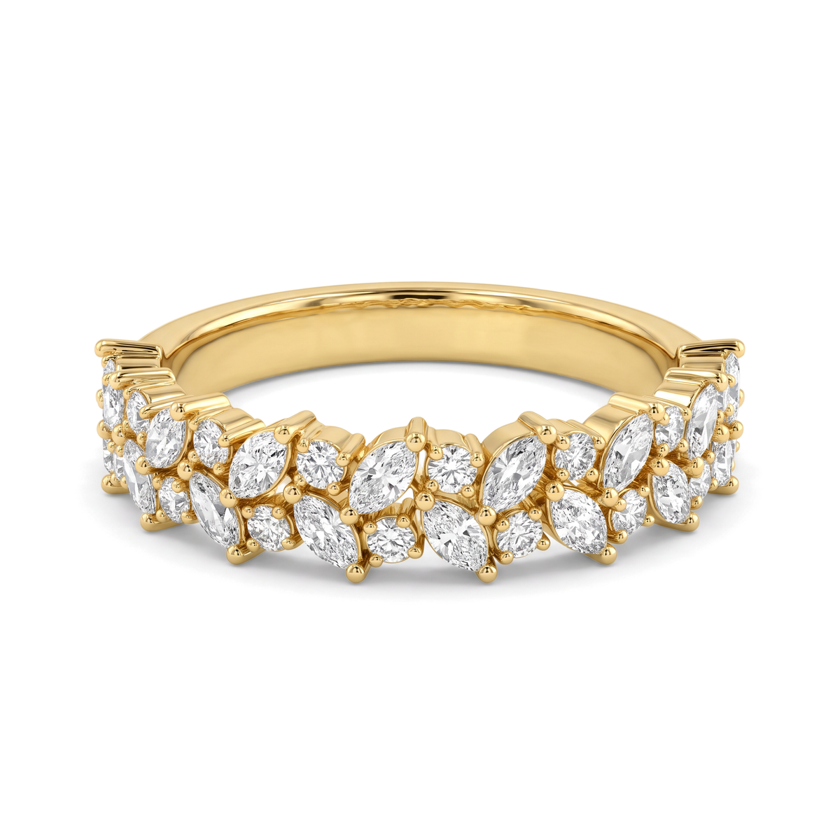 Dazzling Mosaic Band Marquise Round Lab Grown Ring