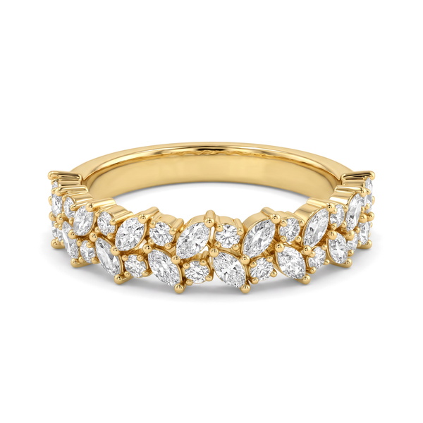 Dazzling Mosaic Band Marquise Round Lab Grown Ring