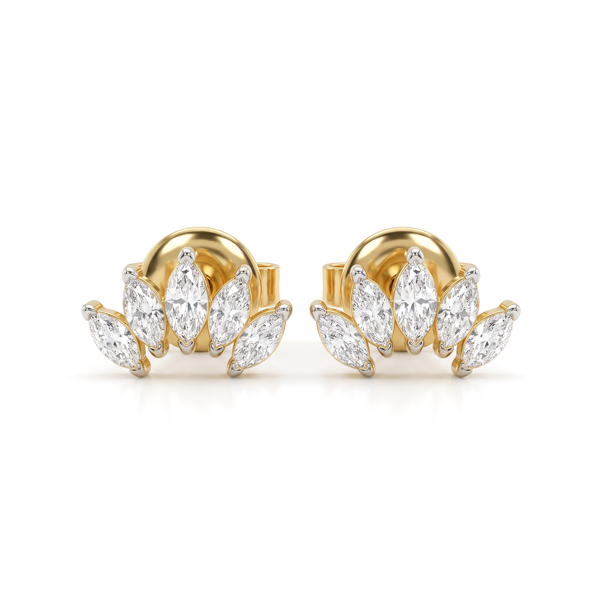 Luminous Arc Marquise Diamond Stud Earrings