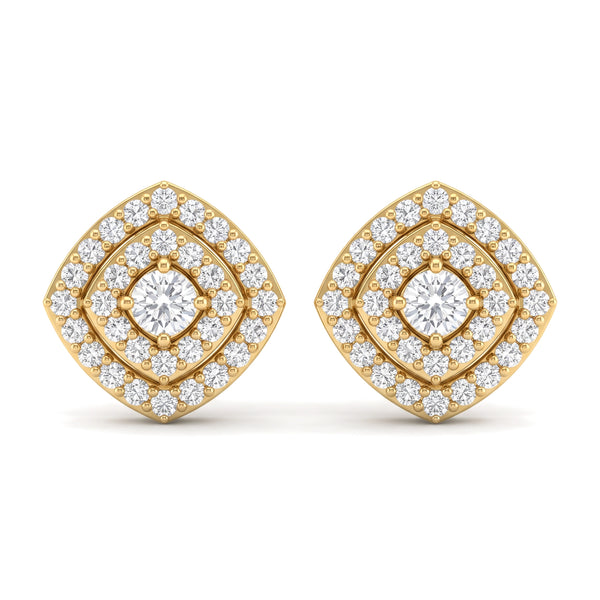 Geometric Double Halo Cushion Diamond Earrings