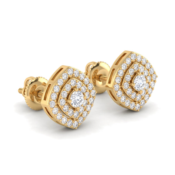 Geometric Double Halo Cushion Diamond Earrings