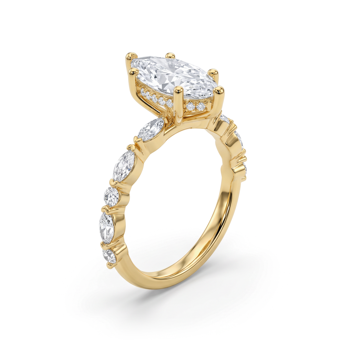 Hidden Halo Marquise Solitaire Ring