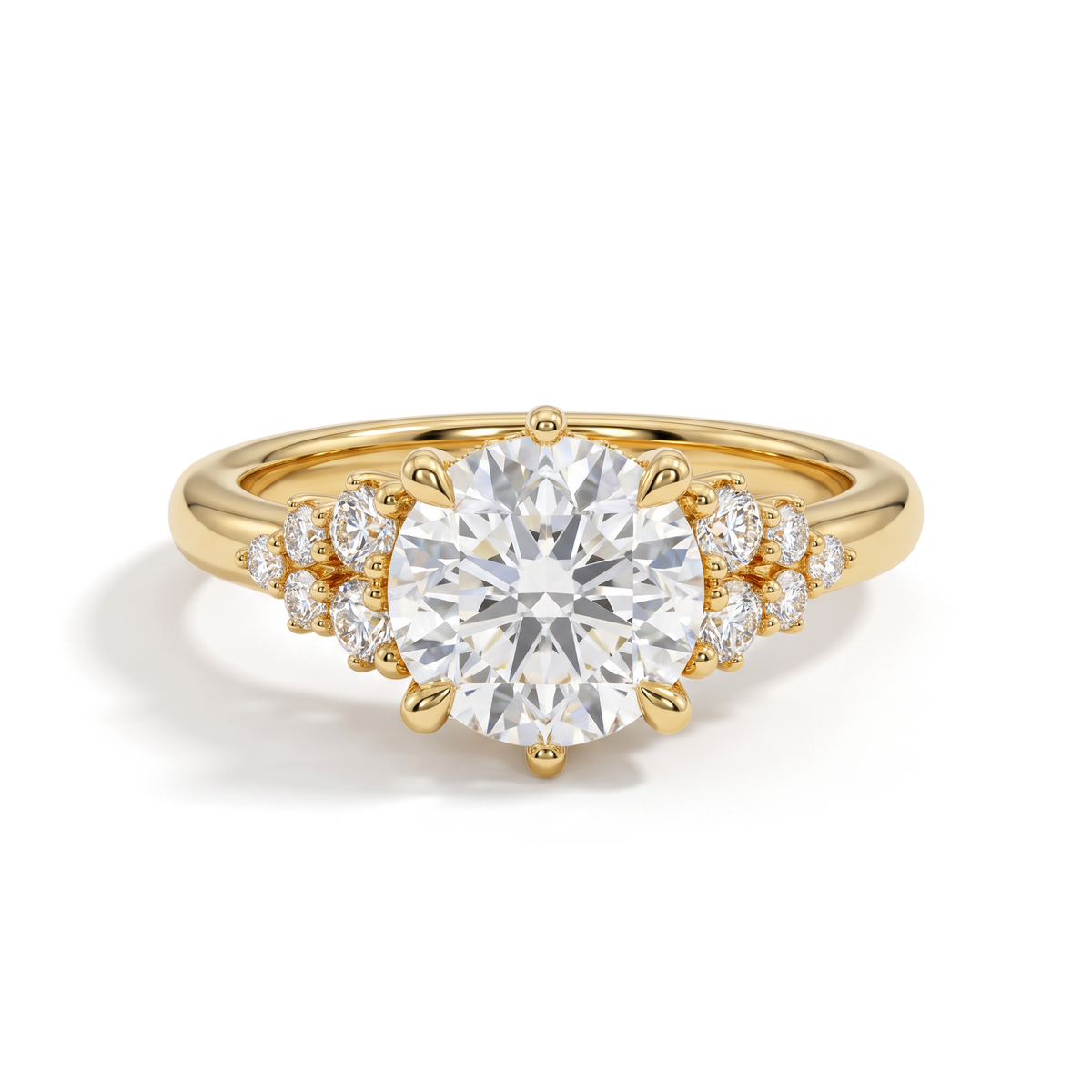 Hidden Halo Cluster Accent Round Solitaire Diamond Ring