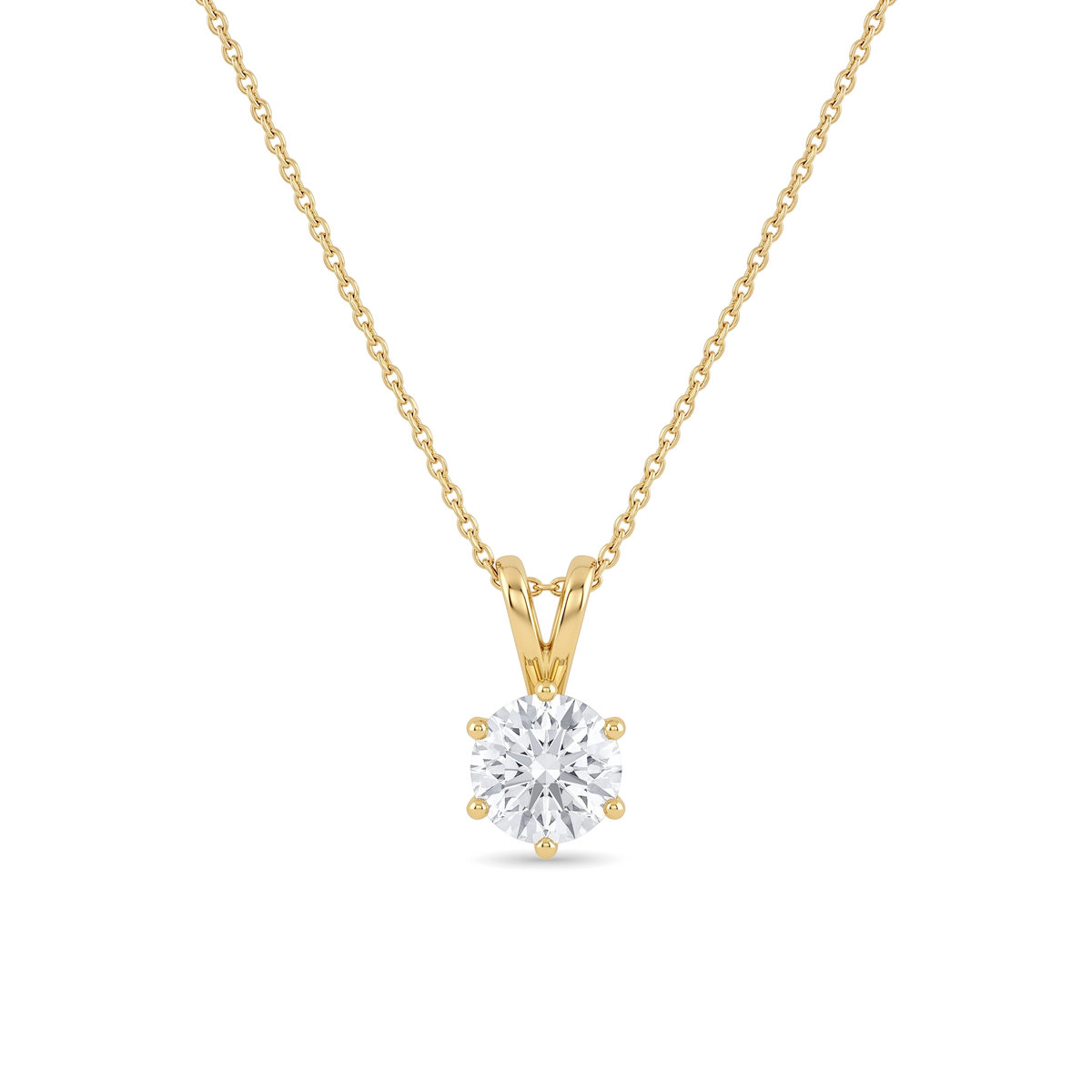 Classic Six-Prong Solitaire Round Diamond Pendant