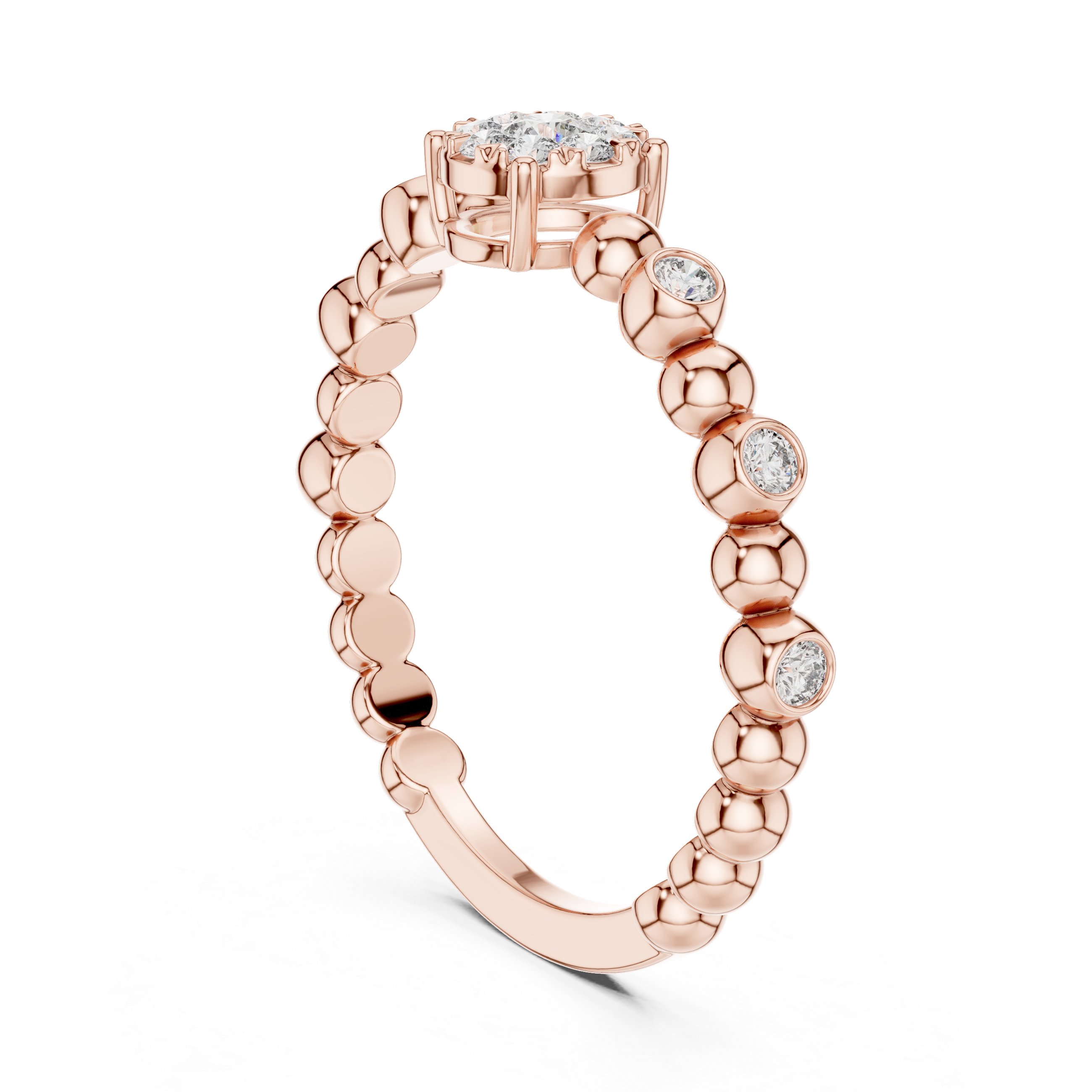 Pearly lab grown diamond women's ring