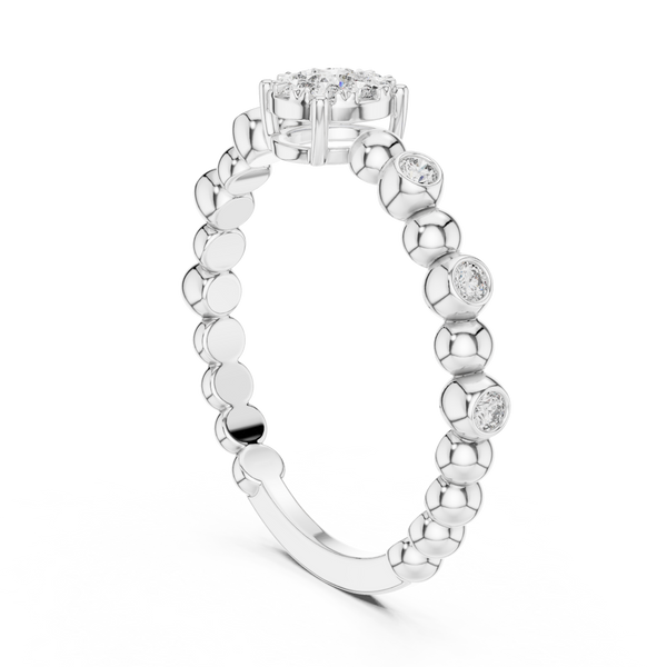 Pearly lab grown diamond women's ring