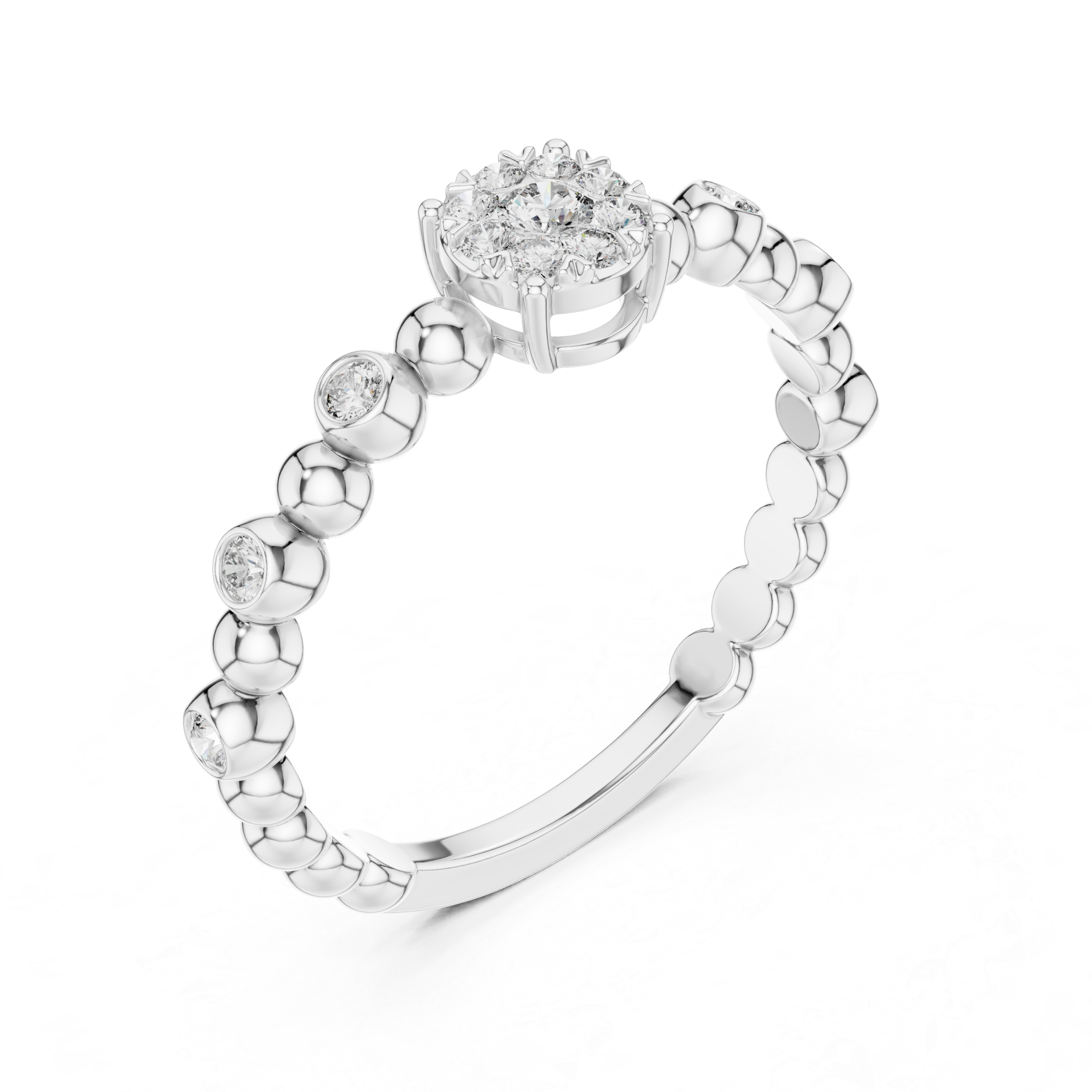 Pearly lab grown diamond women's ring