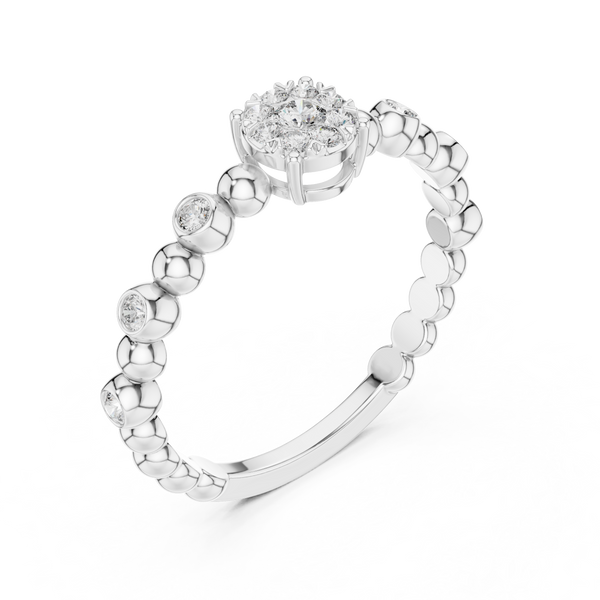 Pearly lab grown diamond women's ring