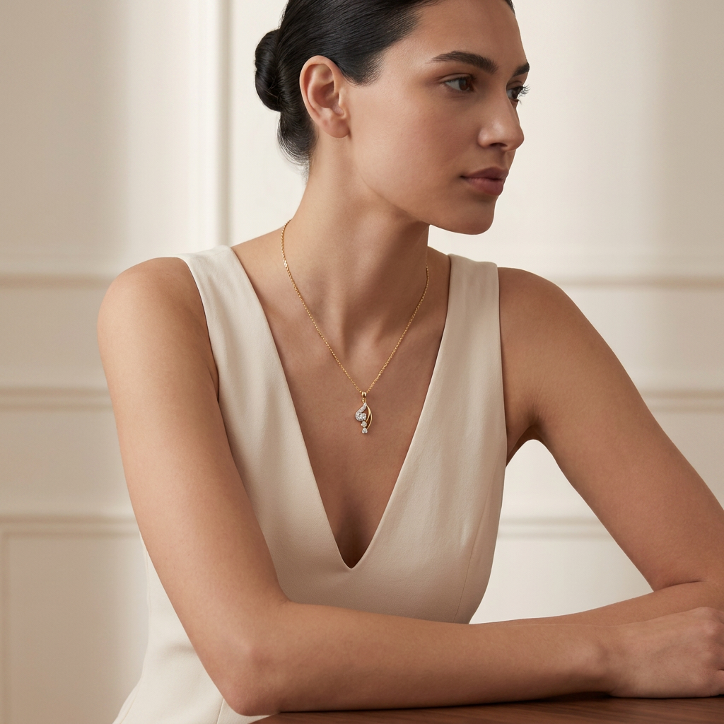Glittering Leaf Branch Lab Grown Diamond Pendant