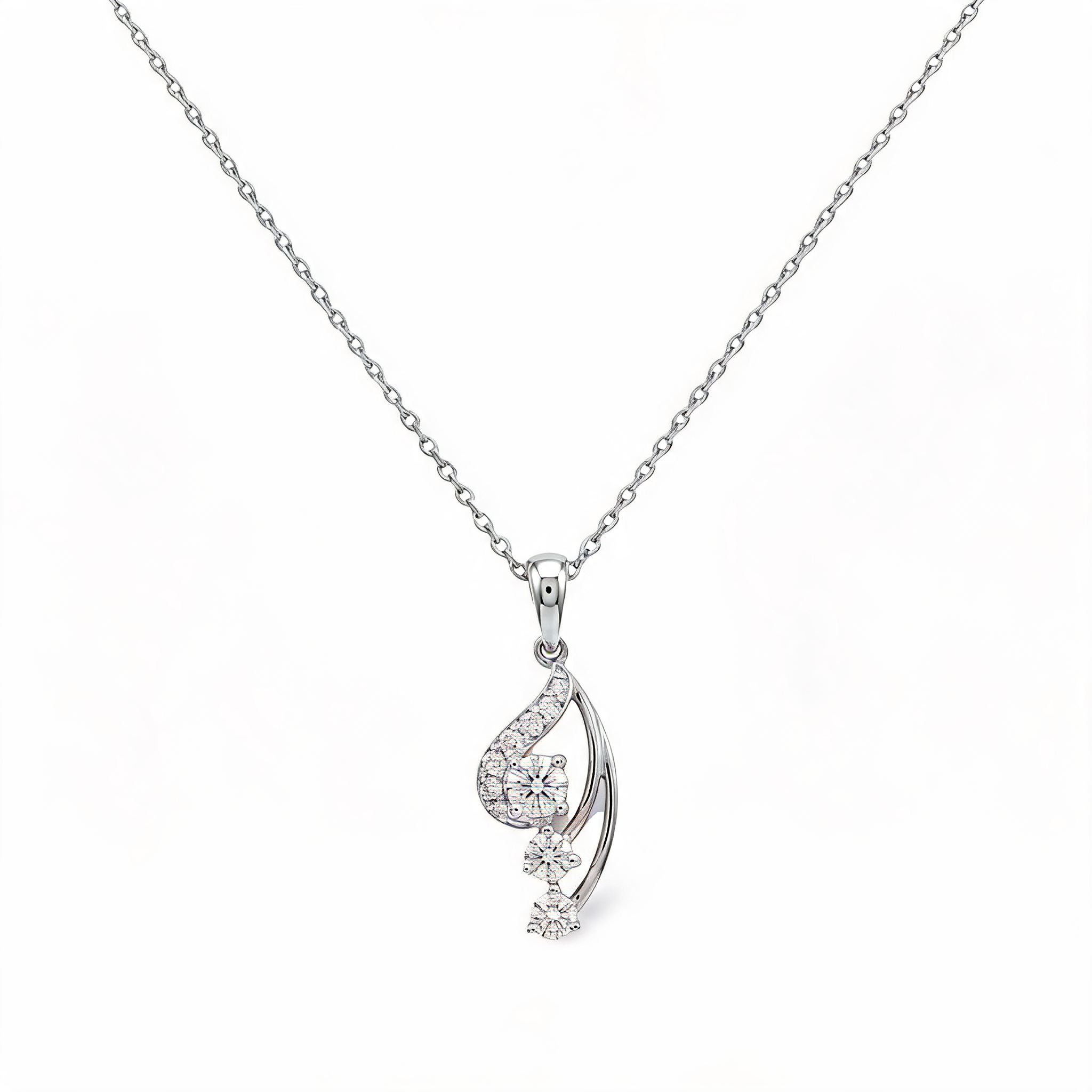 Glittering Leaf Branch Lab Grown Diamond Pendant