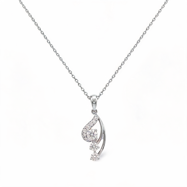Glittering Leaf Branch Lab Grown Diamond Pendant