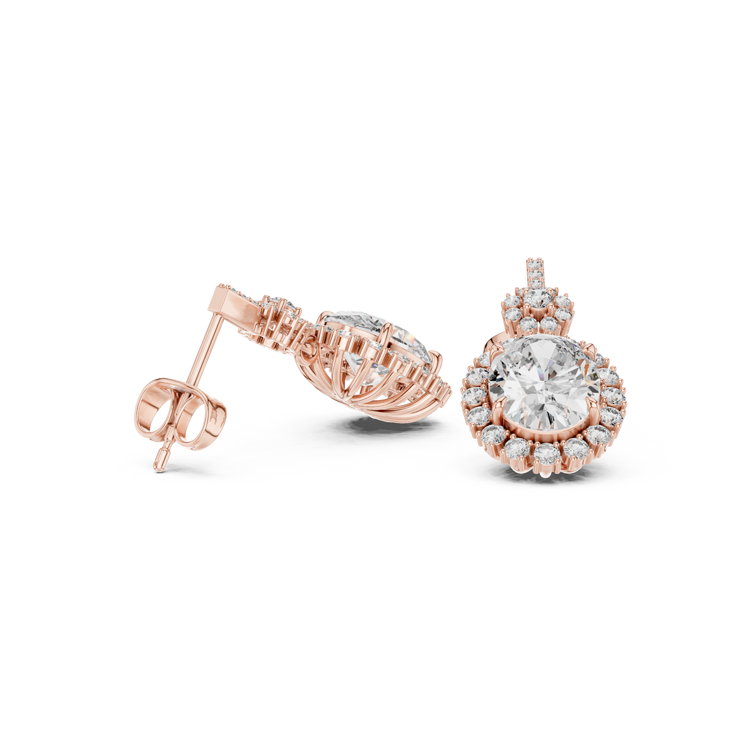 Elegant Halo lab grown diamond earring