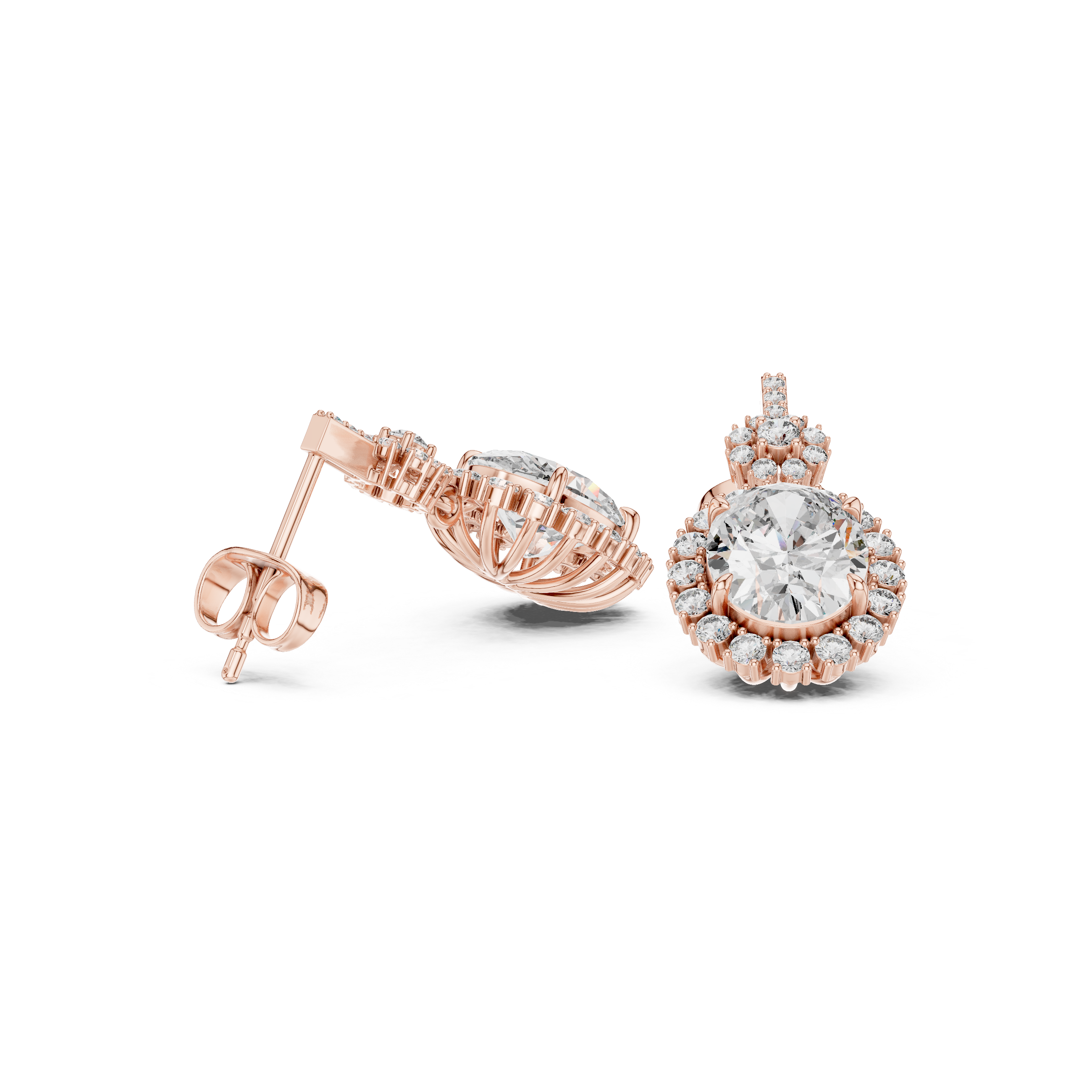 Elegant Halo lab grown diamond earring