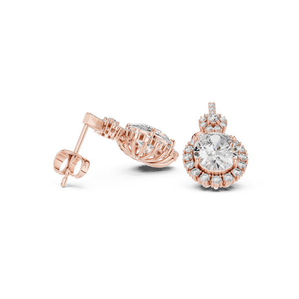 Elegant Halo lab grown diamond earring