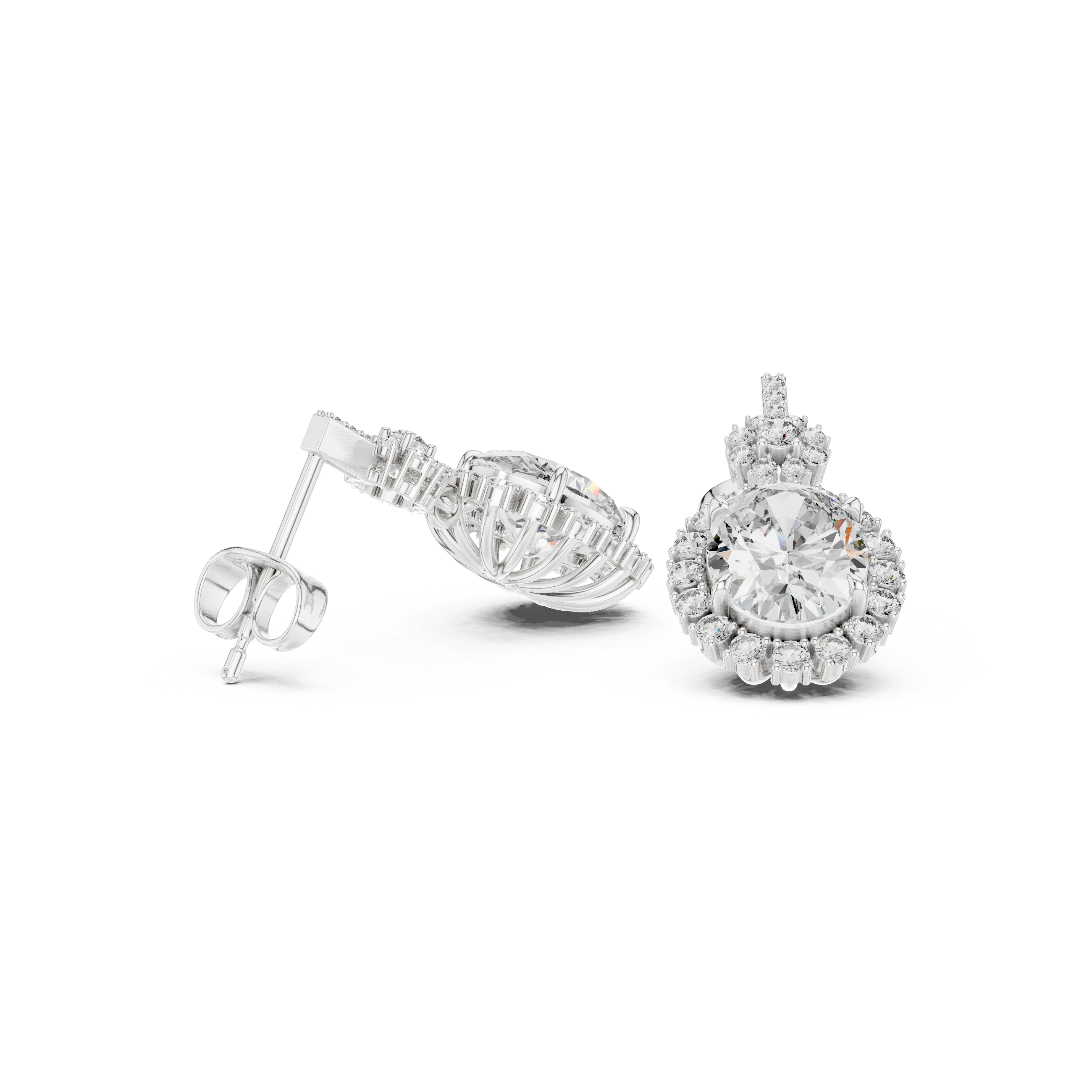 Elegant Halo lab grown diamond earring
